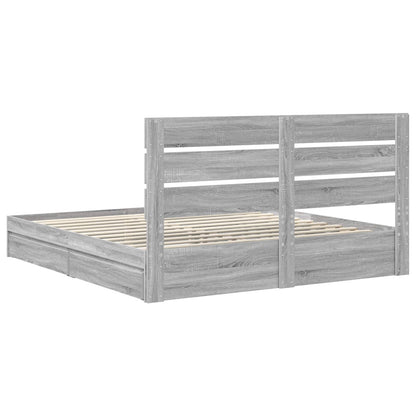 vidaXL Storage Bed Grey Sonoma 180 x 200 cm Engineered Wood