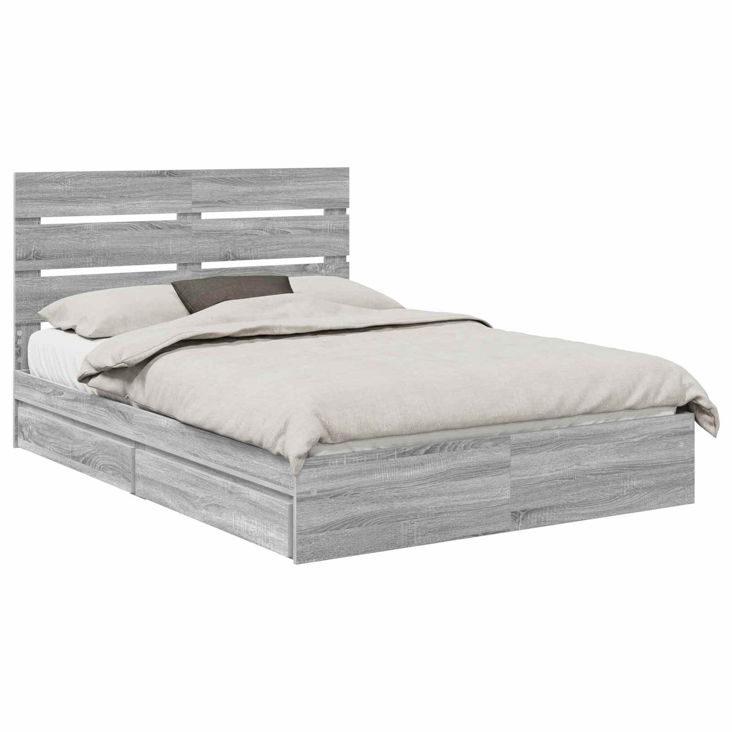 vidaXL Storage Bed Grey Sonoma 160 x 200 cm Engineered Wood