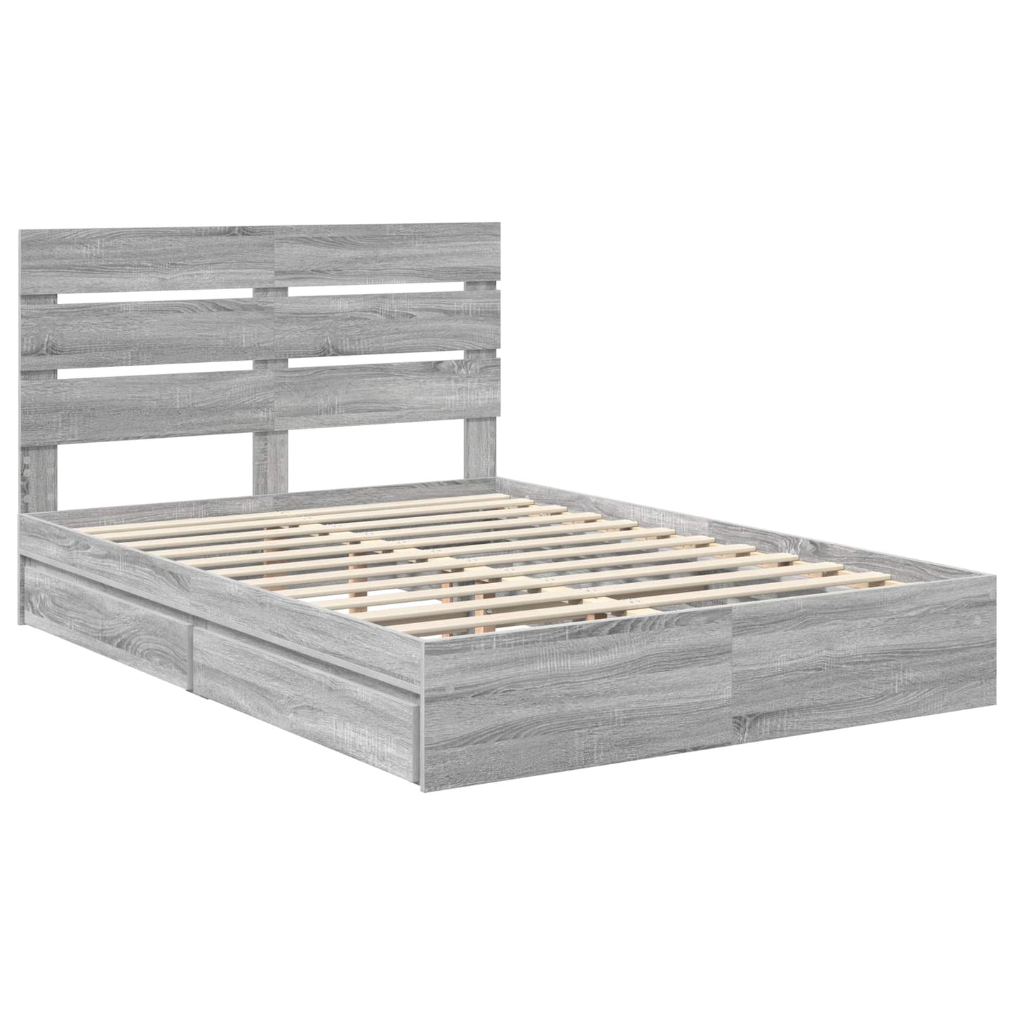vidaXL Storage Bed Grey Sonoma 160 x 200 cm Engineered Wood