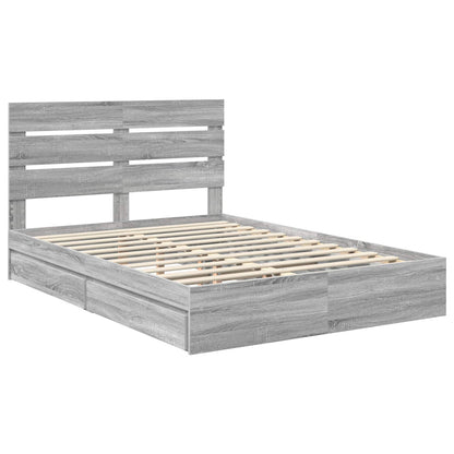 vidaXL Storage Bed Grey Sonoma 160 x 200 cm Engineered Wood