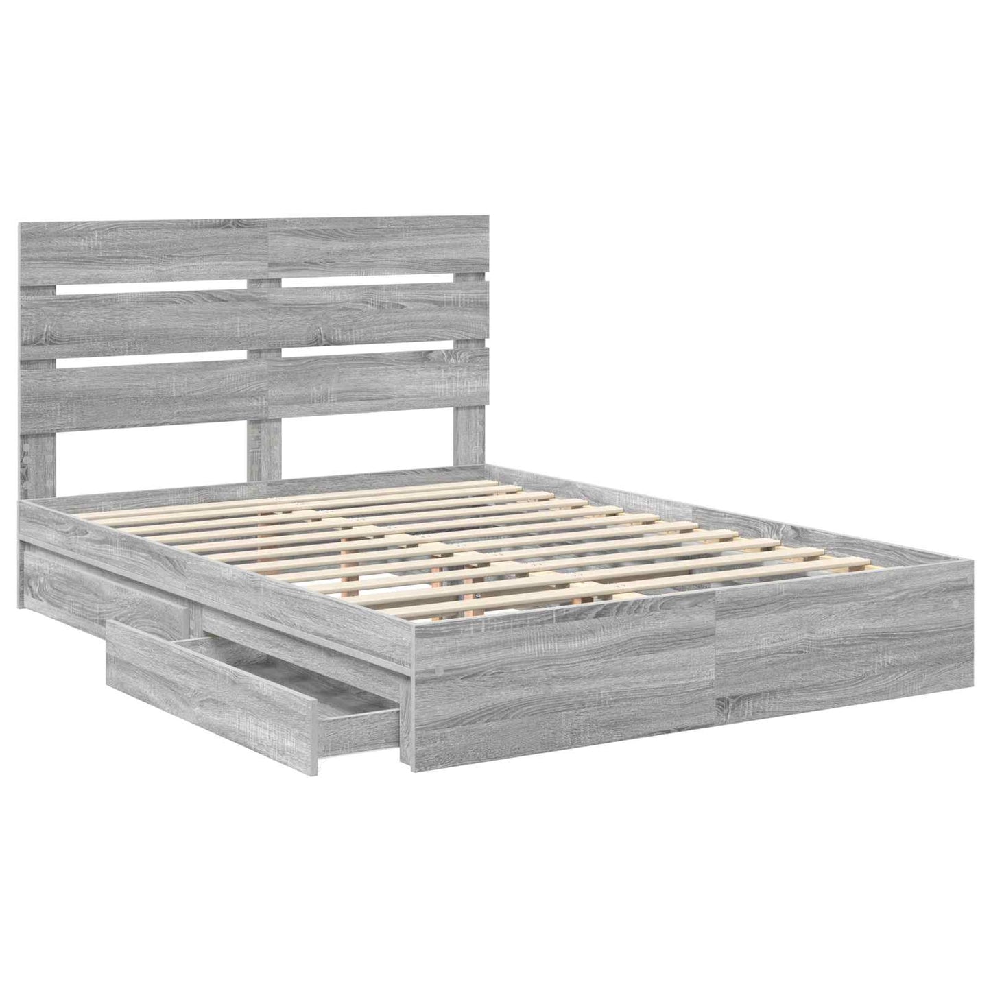 vidaXL Storage Bed Grey Sonoma 160 x 200 cm Engineered Wood
