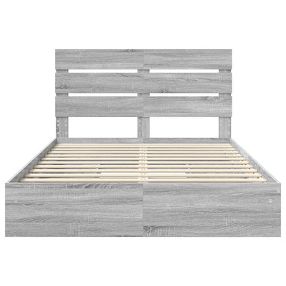vidaXL Storage Bed Grey Sonoma 160 x 200 cm Engineered Wood