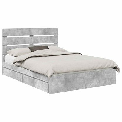 vidaXL Storage Bed Concrete Grey 150 x 200 cm Engineered Wood