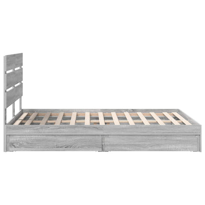 vidaXL Storage Bed Grey Sonoma 150 x 200 cm Engineered Wood