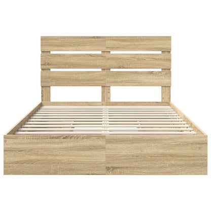 vidaXL Storage Bed with Drawer Sonoma Oak 140 x 200 cm Engineered Wood