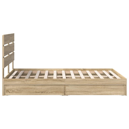 vidaXL Storage Bed with Drawer Sonoma Oak 140 x 200 cm Engineered Wood