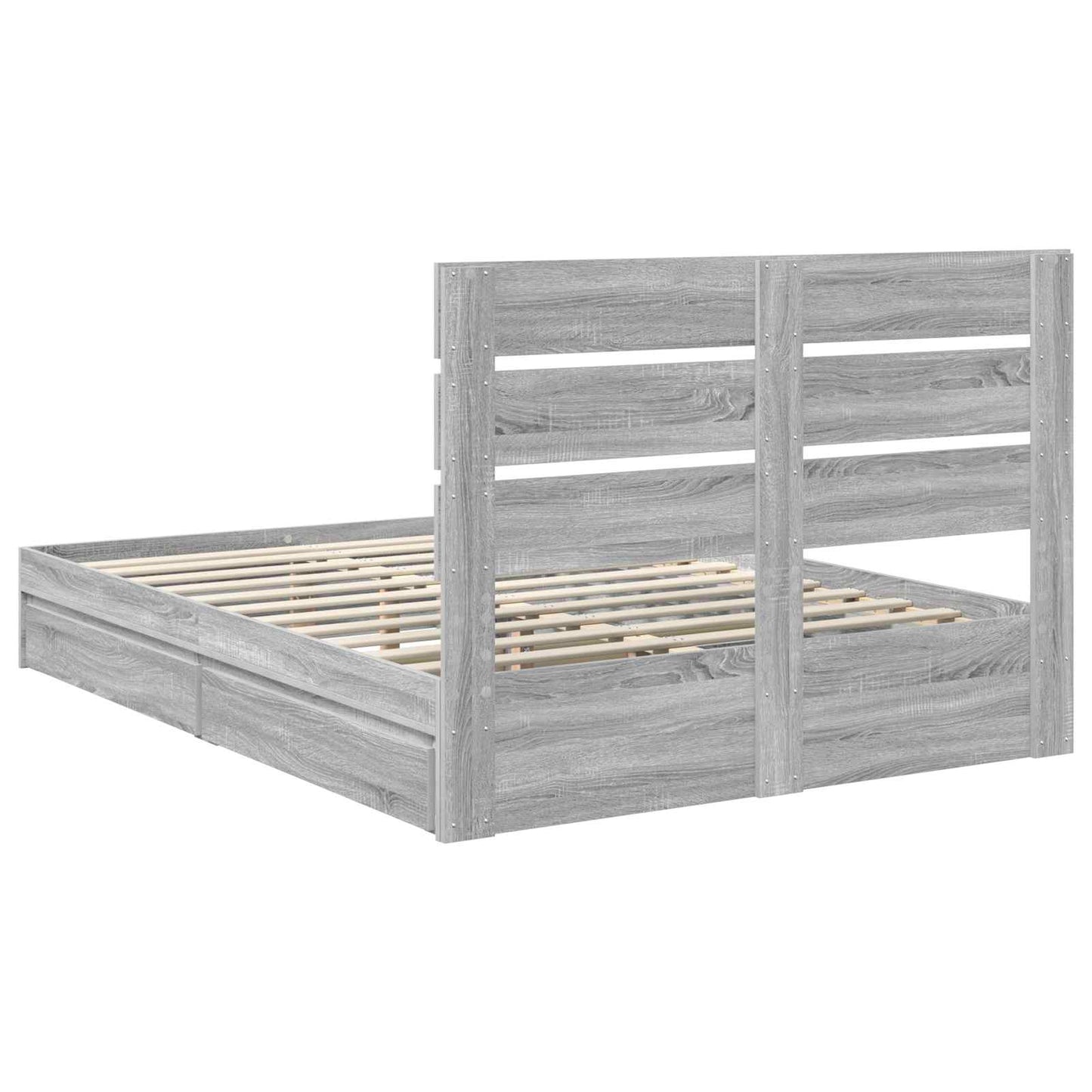 vidaXL Storage Bed Grey Sonoma 140 x 200 cm Engineered Wood