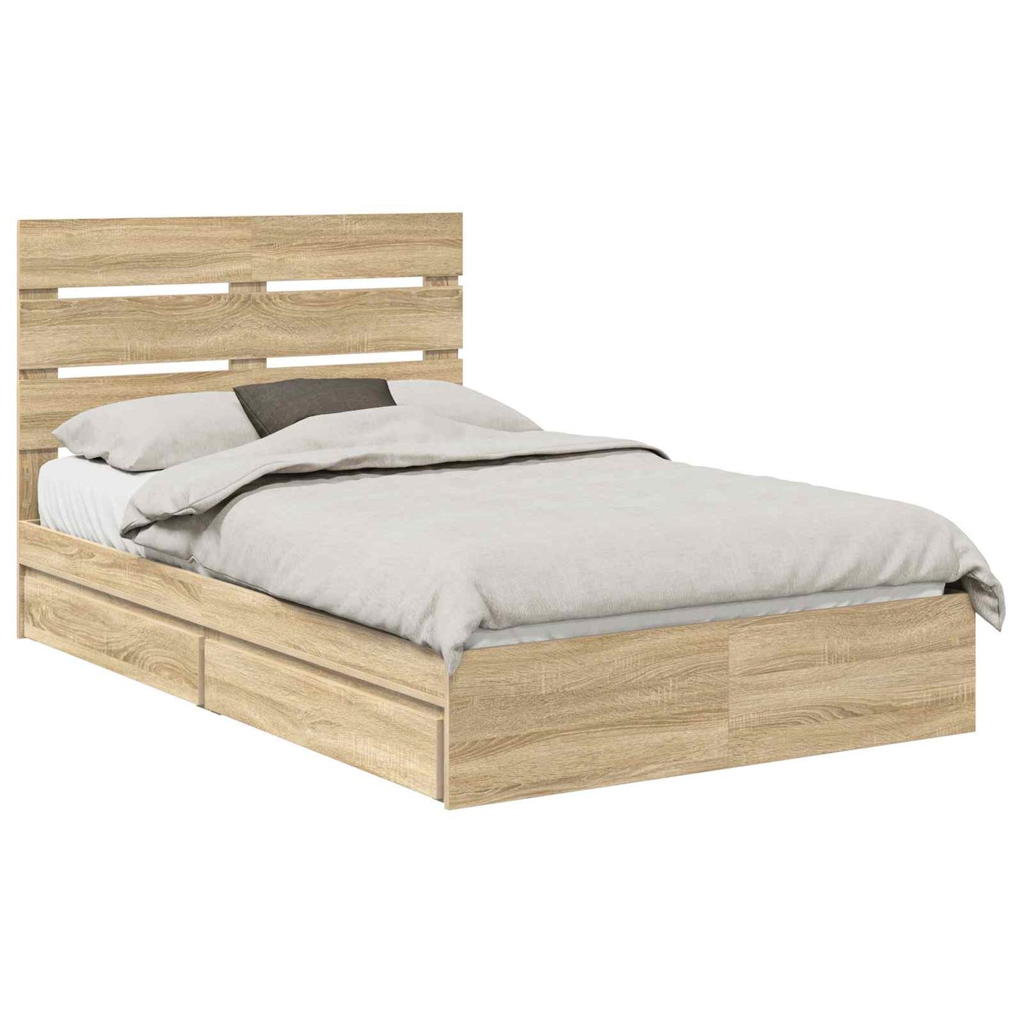 vidaXL Storage Bed with Drawer Sonoma Oak 135 x 190 cm Engineered Wood