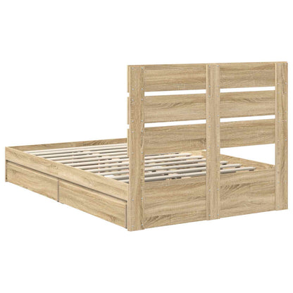 vidaXL Storage Bed with Drawer Sonoma Oak 135 x 190 cm Engineered Wood