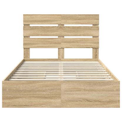 vidaXL Storage Bed with Drawer Sonoma Oak 135 x 190 cm Engineered Wood