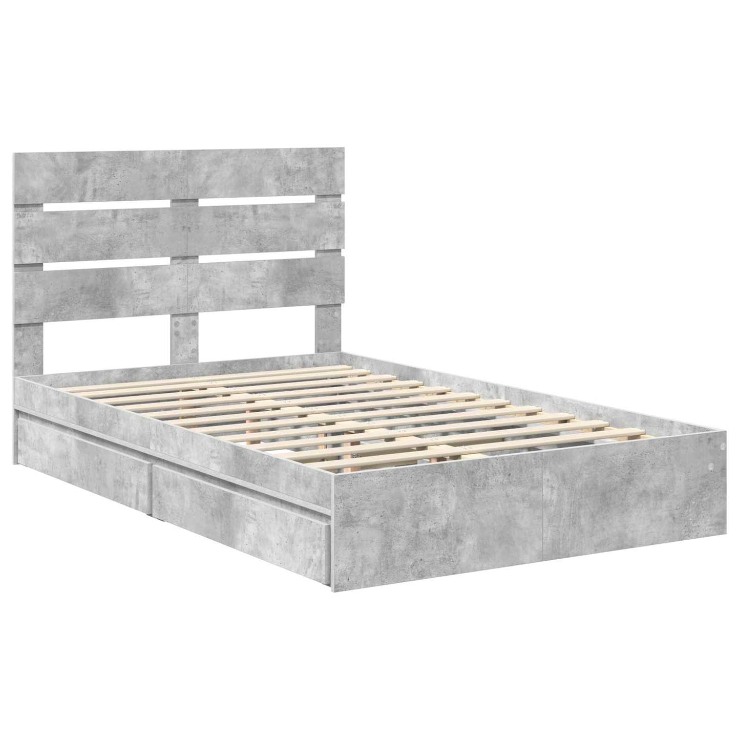 vidaXL Storage Bed Concrete Grey 135 x 190 cm Engineered Wood
