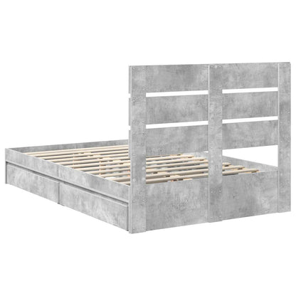 vidaXL Storage Bed Concrete Grey 135 x 190 cm Engineered Wood