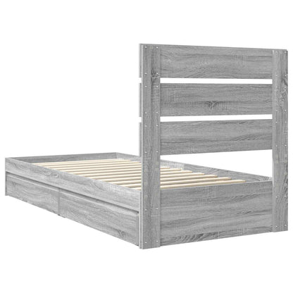 vidaXL Storage Bed Grey Sonoma 100 x 200 cm Engineered Wood