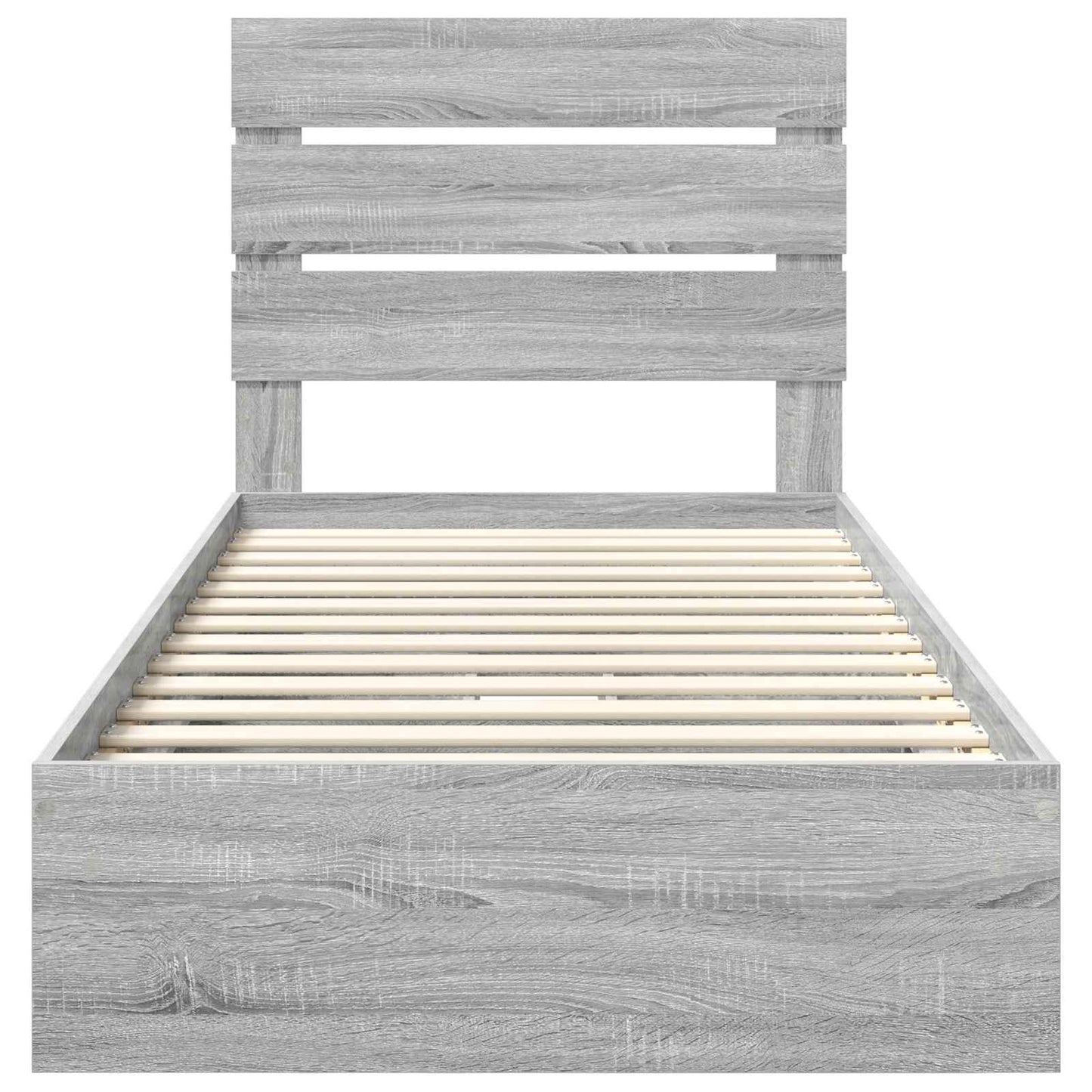 vidaXL Storage Bed with Drawer Grey Sonoma 90 x 200 cm Engineered Wood