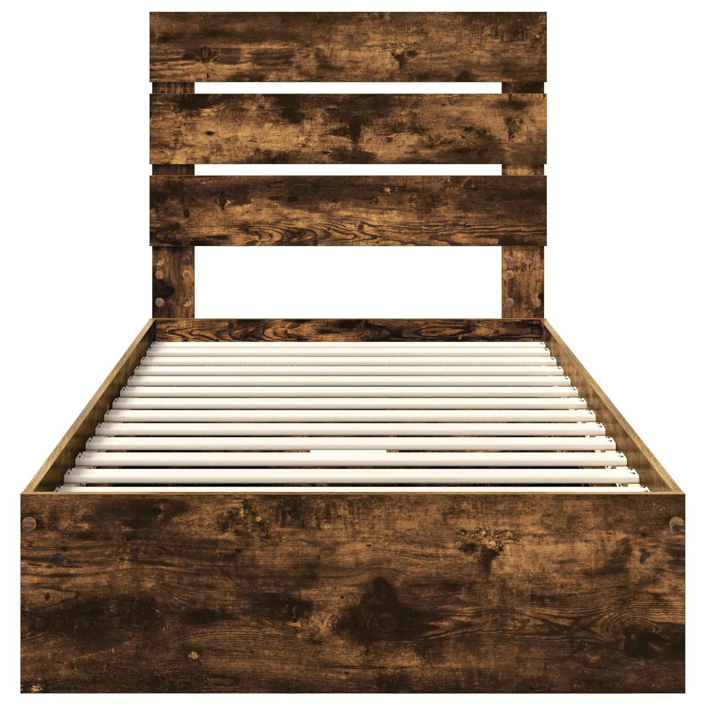 vidaXL Storage Bed with Drawer Smoked Oak 90 x 190 cm Engineered Wood