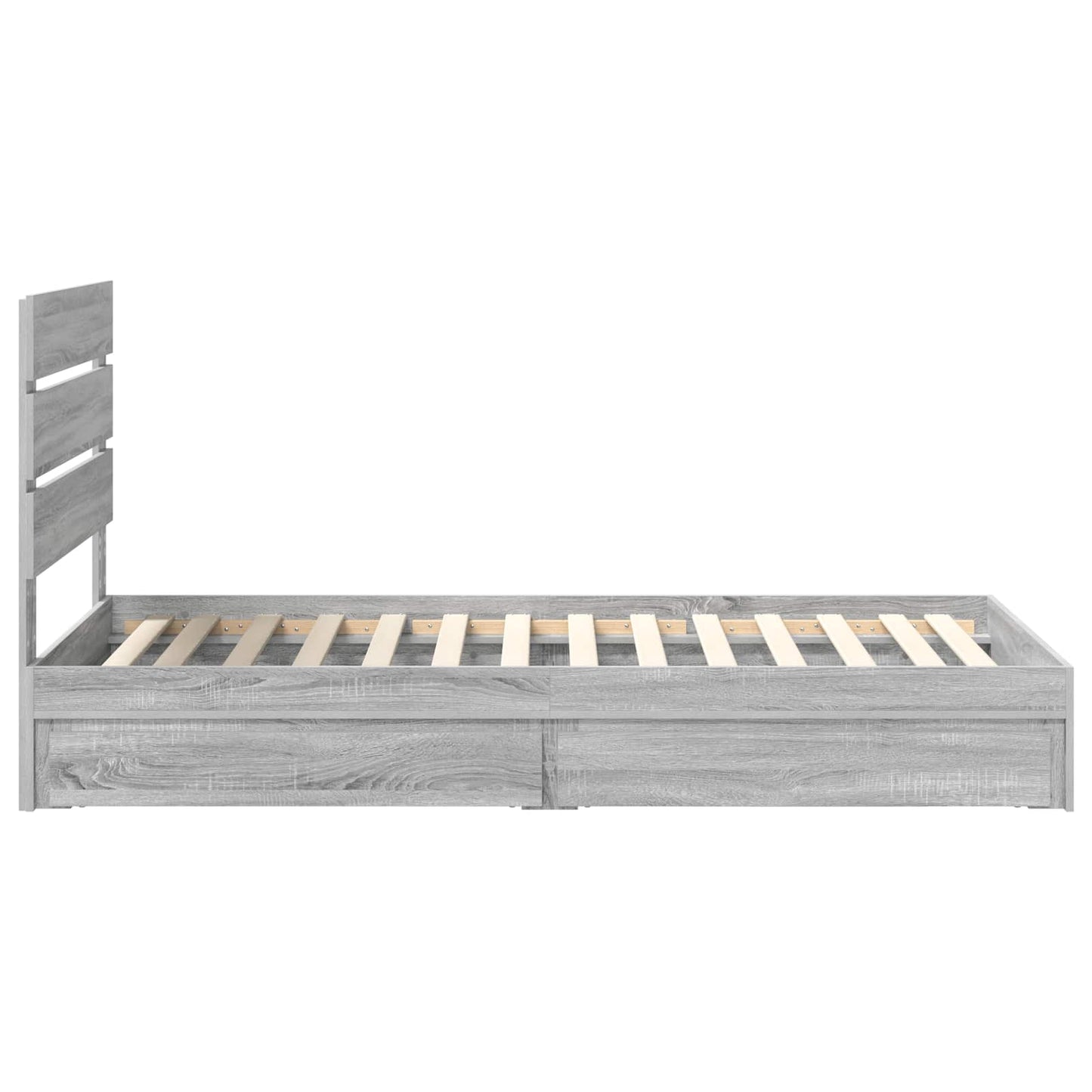 vidaXL Storage Bed with Drawer Grey Sonoma 90 x 190 cm Engineered Wood