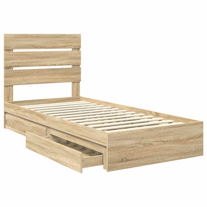 vidaXL Storage Bed with Drawer Sonoma Oak 70 x 190 cm Engineered Wood