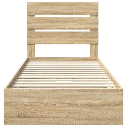 vidaXL Storage Bed with Drawer Sonoma Oak 70 x 190 cm Engineered Wood