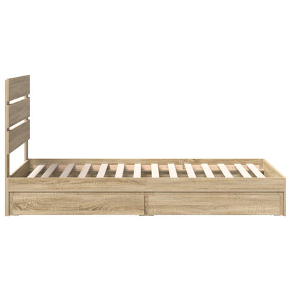 vidaXL Storage Bed with Drawer Sonoma Oak 70 x 190 cm Engineered Wood