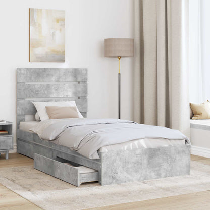 vidaXL Storage Bed Concrete Grey 70 x 190 cm Engineered Wood