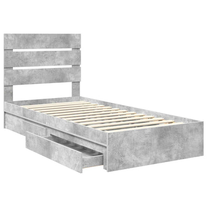 vidaXL Storage Bed Concrete Grey 70 x 190 cm Engineered Wood