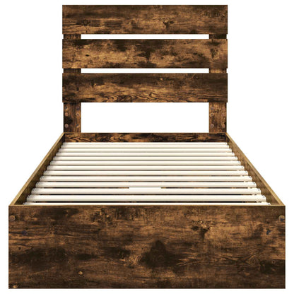 vidaXL Storage Bed with Drawer Smoked Oak 70 x 190 cm Engineered Wood