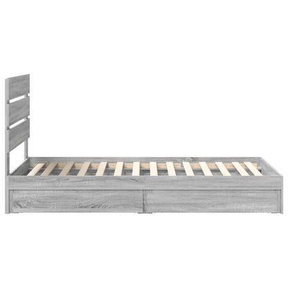 vidaXL Storage Bed with Drawer Grey Sonoma 70 x 190 cm Engineered Wood
