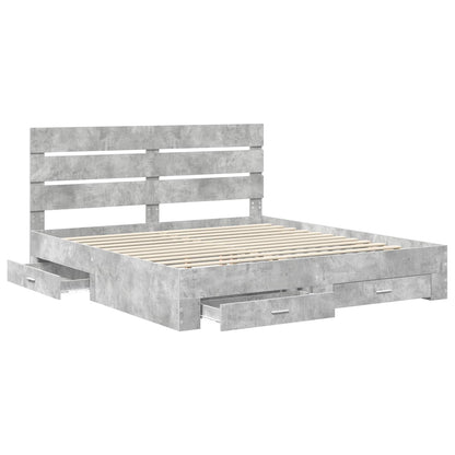 vidaXL Bed Frame Concrete Grey 200 x 200 cm Engineered Wood