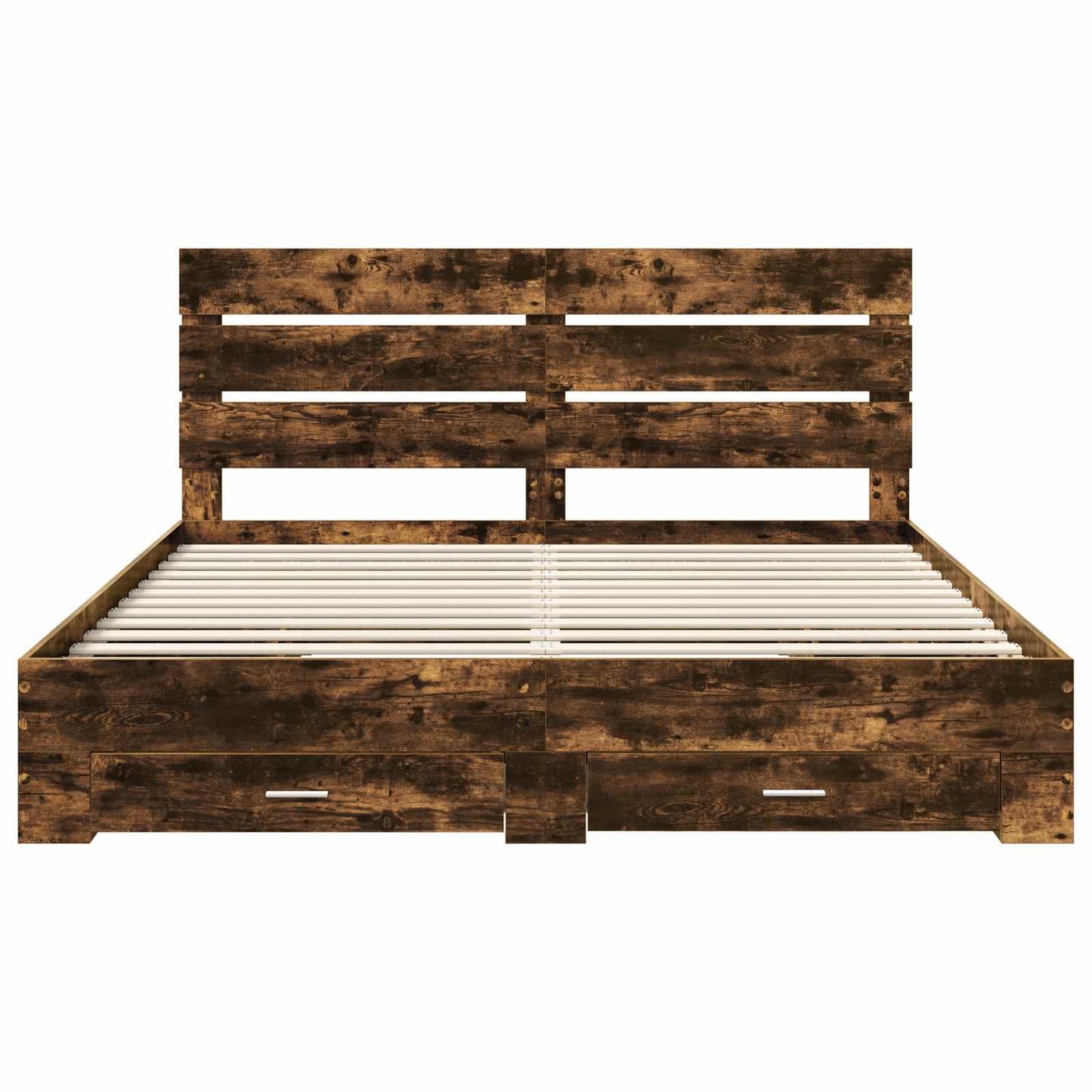 vidaXL Bed Frame with Drawer Smoked Oak 200 x 200 cm Engineered Wood