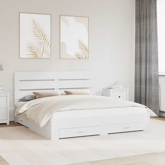 vidaXL Bed Frame with Drawer White 180 x 200 cm Engineered Wood