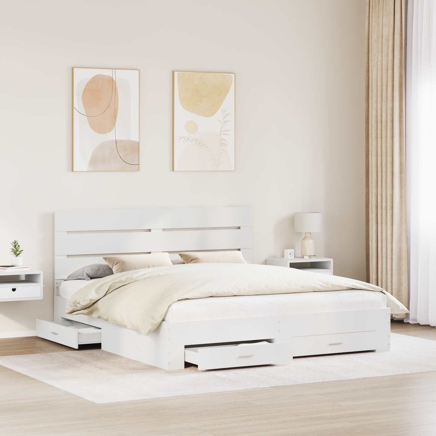 vidaXL Bed Frame with Drawer White 180 x 200 cm Engineered Wood