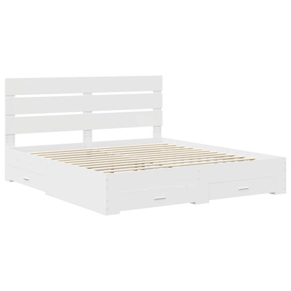vidaXL Bed Frame with Drawer White 180 x 200 cm Engineered Wood