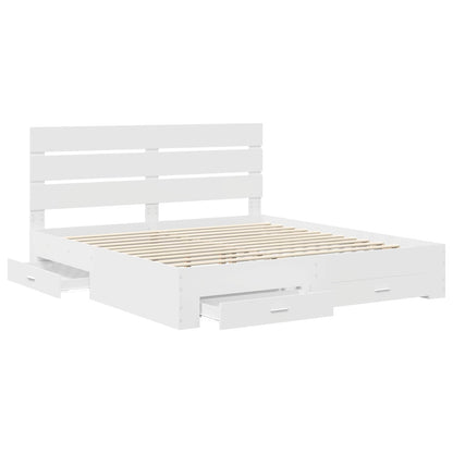 vidaXL Bed Frame with Drawer White 180 x 200 cm Engineered Wood