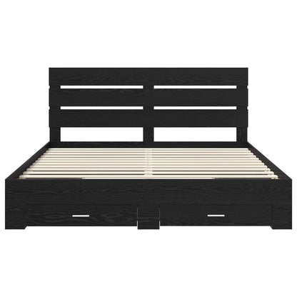 vidaXL Bed Frame with Drawer Black Oak 180 x 200 cm Engineered Wood
