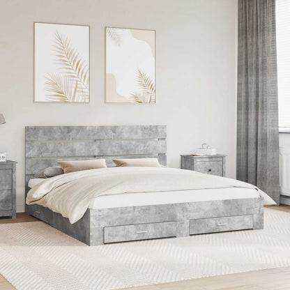 vidaXL Bed Frame Concrete Grey 180 x 200 cm Engineered Wood