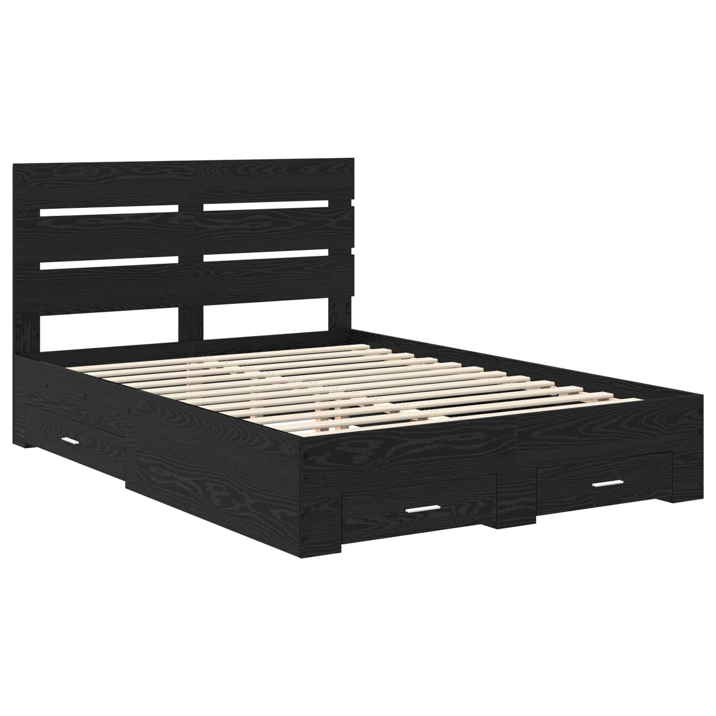 vidaXL Bed Frame with Drawer Black Oak 160 x 200 cm Engineered Wood