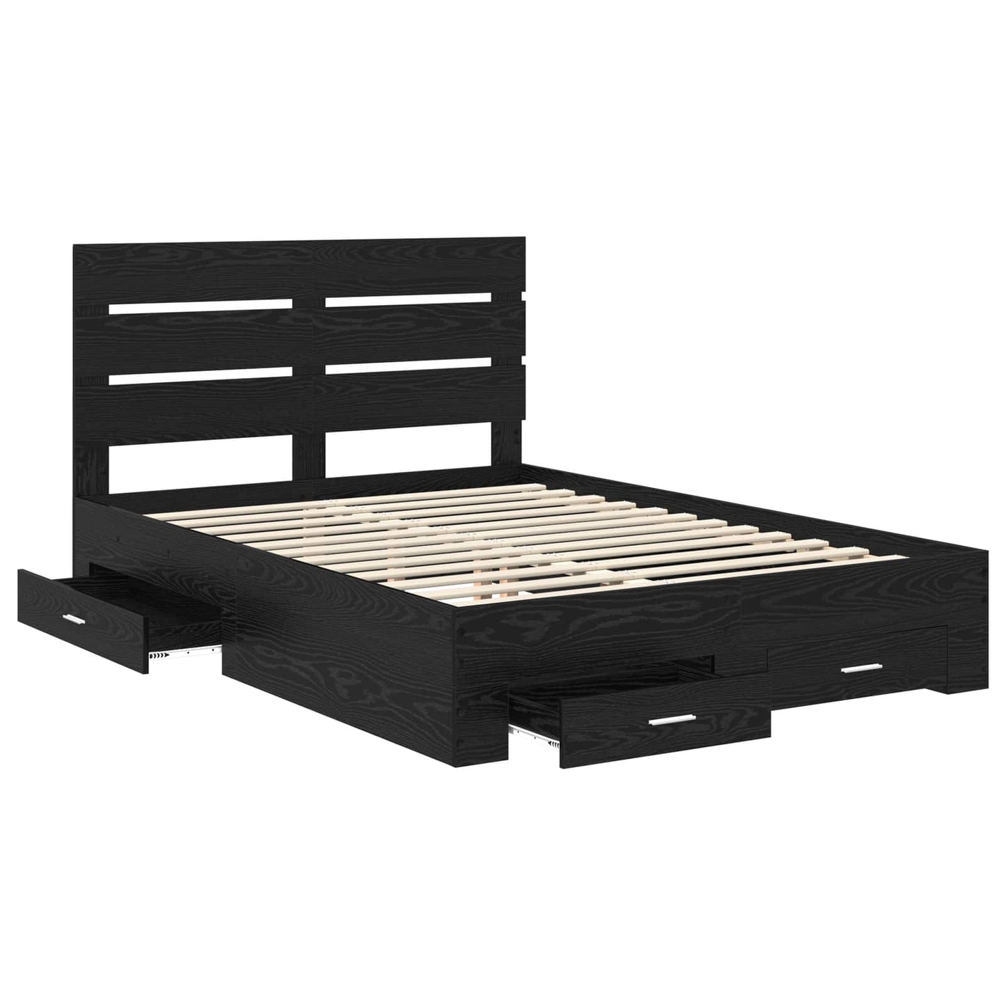 vidaXL Bed Frame with Drawer Black Oak 160 x 200 cm Engineered Wood