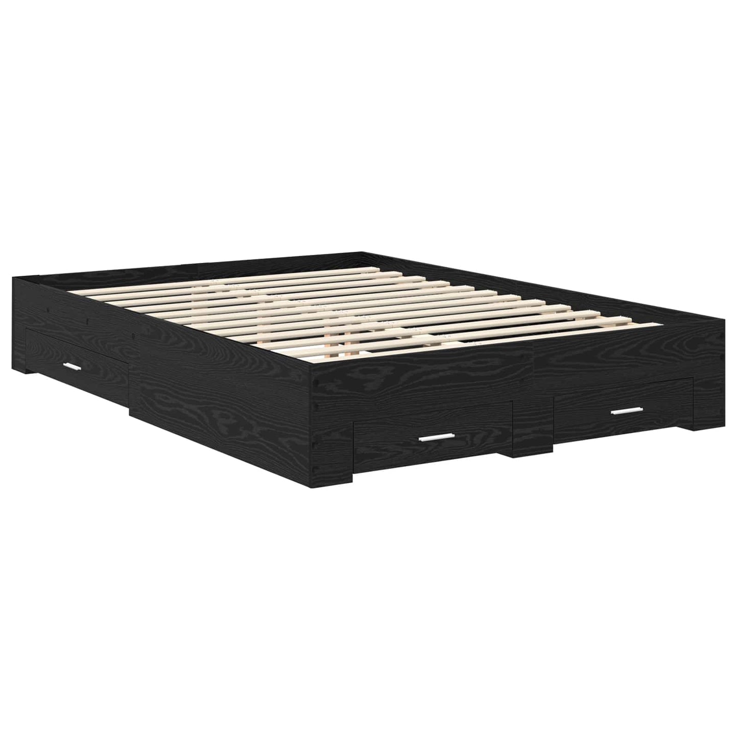 vidaXL Bed Frame with Drawer Black Oak 160 x 200 cm Engineered Wood