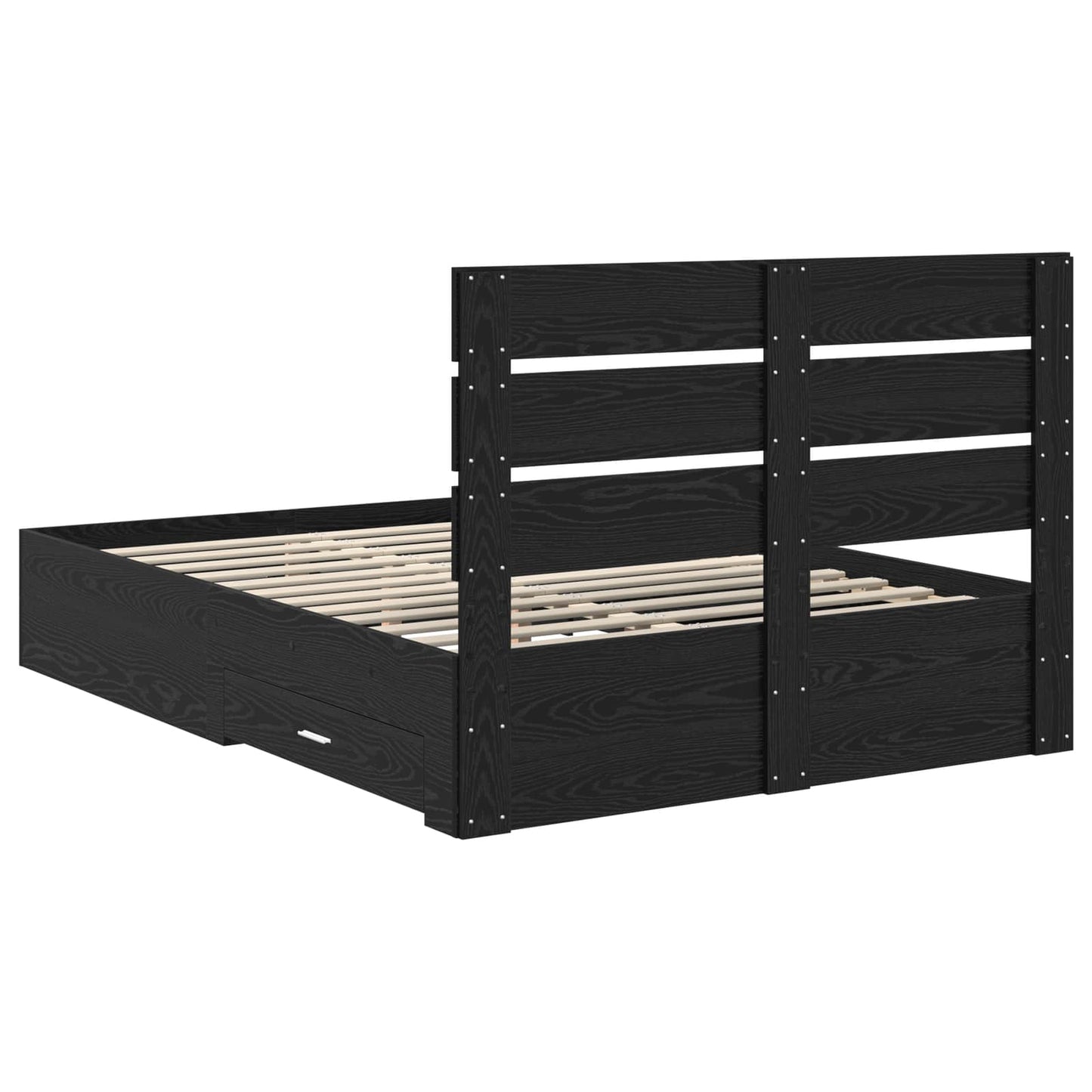 vidaXL Bed Frame with Drawer Black Oak 160 x 200 cm Engineered Wood