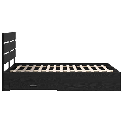 vidaXL Bed Frame with Drawer Black Oak 160 x 200 cm Engineered Wood