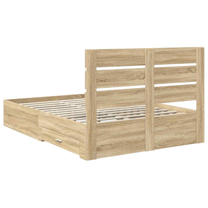 vidaXL Bed Frame with Drawer Sonoma Oak 150 x 200 cm Engineered Wood