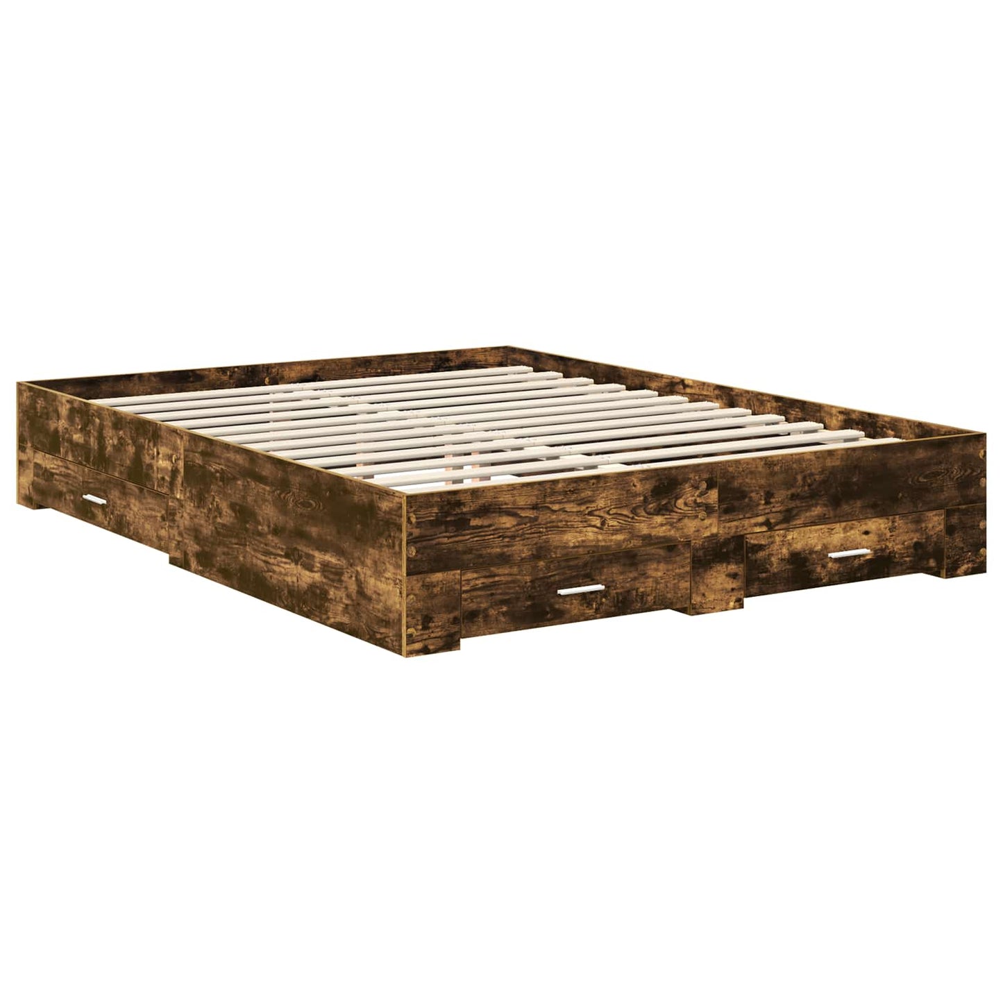 vidaXL Bed Frame with Drawer Smoked Oak 150 x 200 cm Engineered Wood