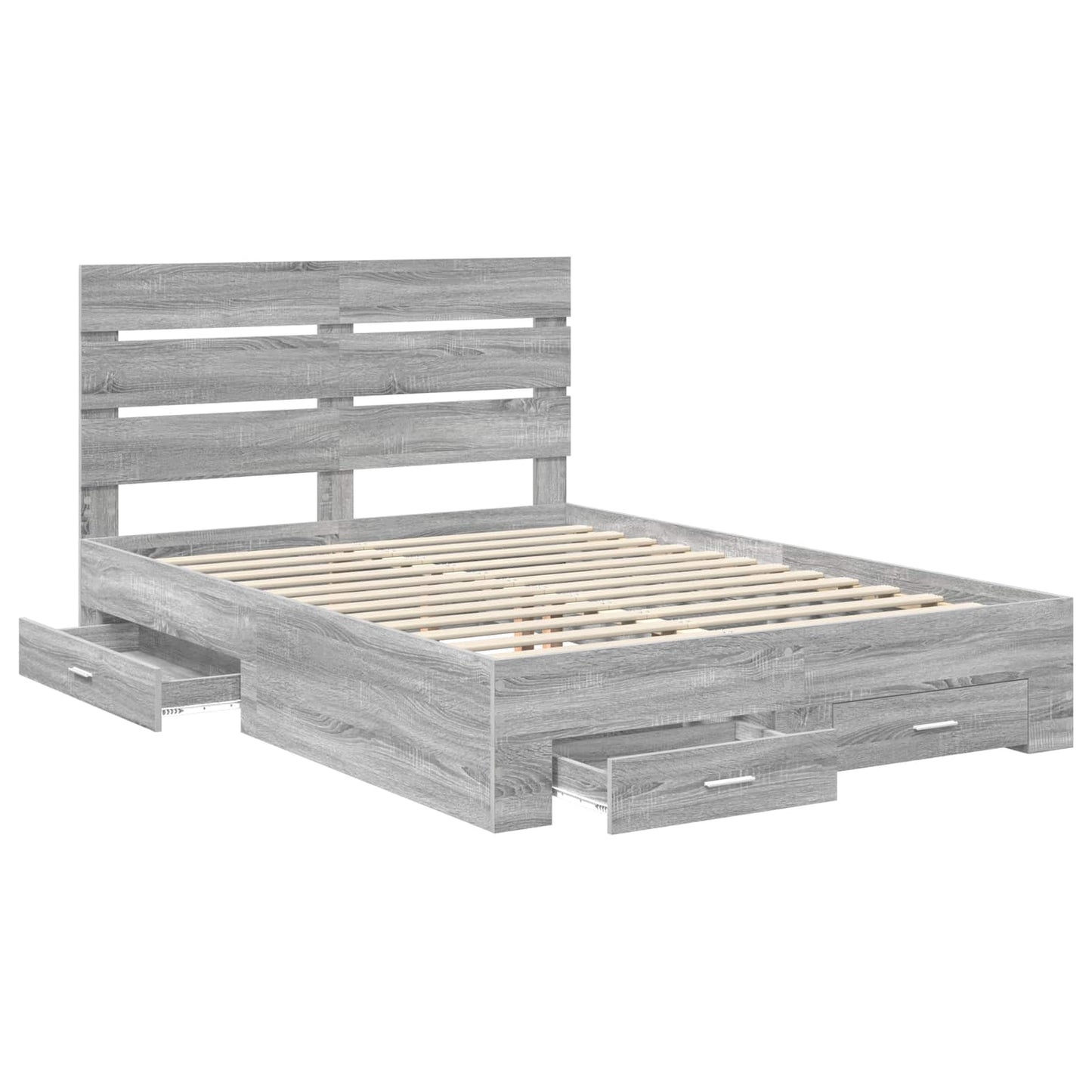 vidaXL Bed Frame with Drawer Grey Sonoma 150 x 200 cm Engineered Wood