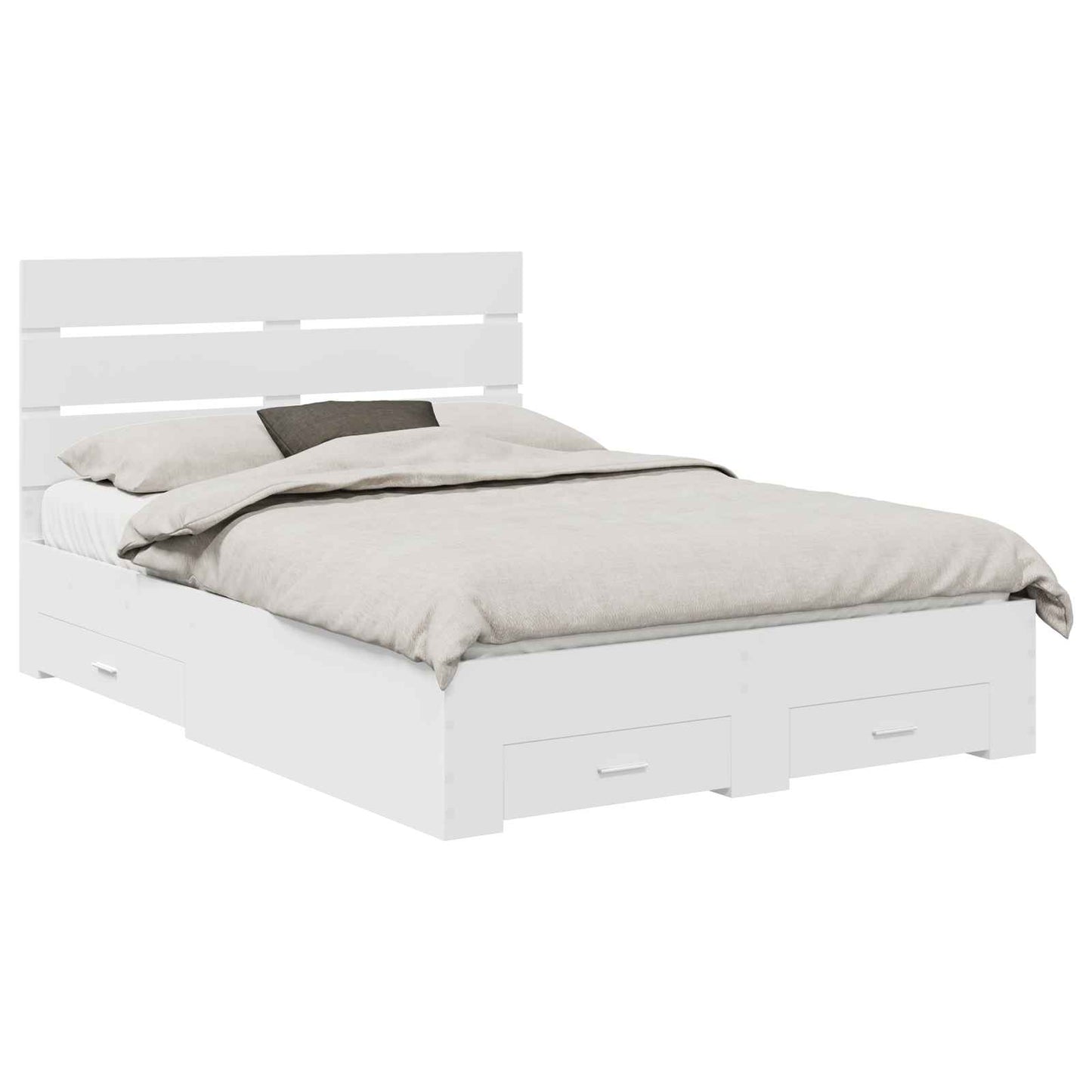 vidaXL Bed Frame with Drawer White 140 x 200 cm Engineered Wood
