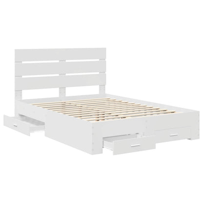 vidaXL Bed Frame with Drawer White 140 x 200 cm Engineered Wood