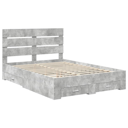 vidaXL Bed Frame Concrete Grey 140 x 200 cm Engineered Wood