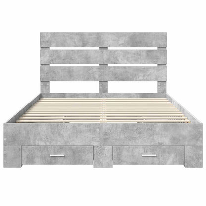 vidaXL Bed Frame Concrete Grey 140 x 200 cm Engineered Wood