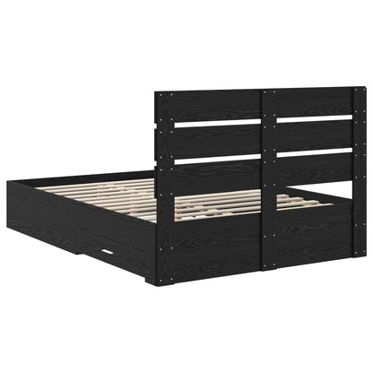vidaXL Bed Frame Black Oak Engineered Wood