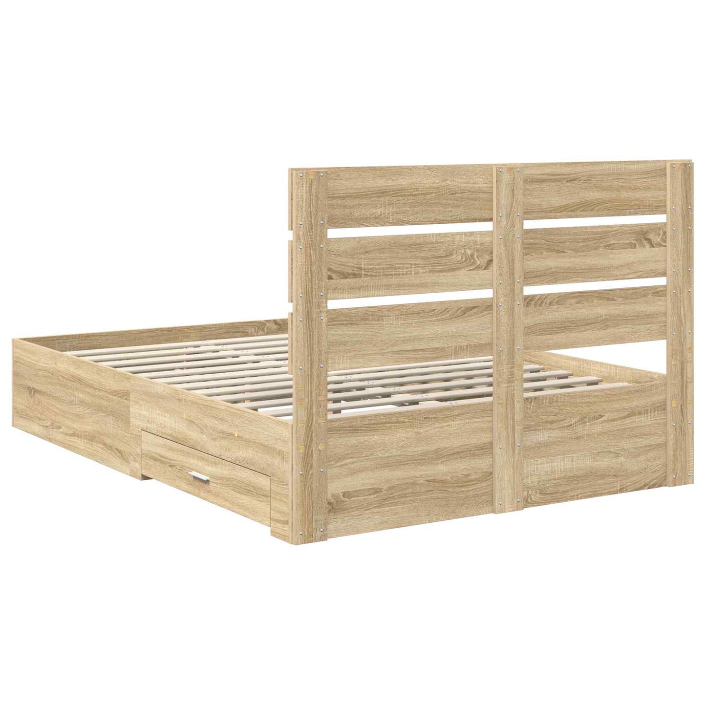 vidaXL Bed Frame with Drawer Sonoma Oak 140 x 190 cm Engineered Wood
