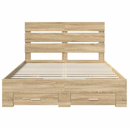 vidaXL Bed Frame with Drawer Sonoma Oak 140 x 190 cm Engineered Wood